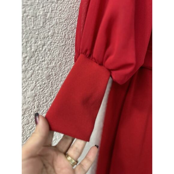 Fashion Nova Red Cold Shoulder Wide Leg Jumpsuit Belted Falling For Your Charm M - Picture 2 of 16